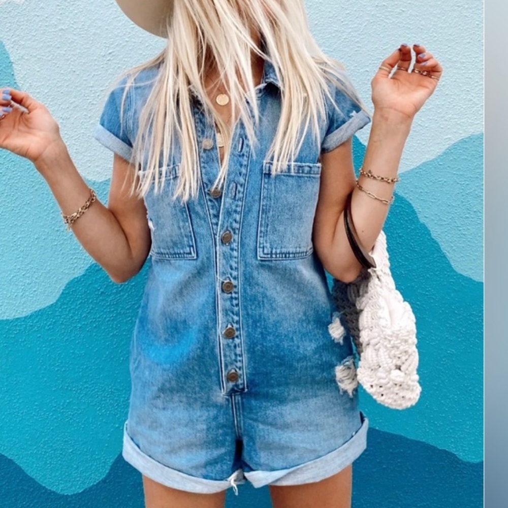 Show Me Your MuMu Blue Jumpsuit with Relaxed Fit